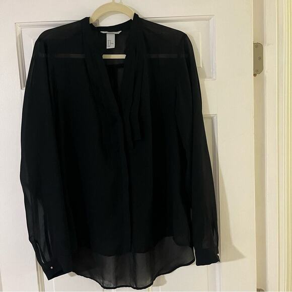 H&M Blouse, Sheer Black, Size 14, Long Sleeve - Picture 7 of 10